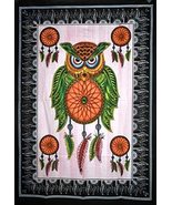 INDACORIFY Hand Brush Painted Owl Dream Catcher Poster, Hippie Wall Hang... - £9.37 GBP