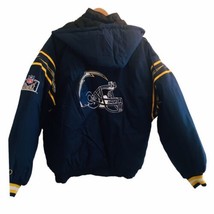 Vtg Pro Player Reversible Puffer Jacket NFL Experience SD Chargers Hood Blk/Blue - $132.05