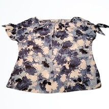 Sioni Blue Floral Short Sleeve Wide Neck Blouse Top Sizes S and M New Wi... - £15.75 GBP