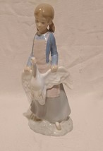 Lladro Nao Girl Holding White Goose Figurine Sculpture Made in Spain - £32.15 GBP