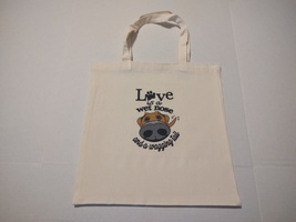 Canvas Tote Bag with Love is a wet nose and a wagging tail design on bot... - $224.15 MXN