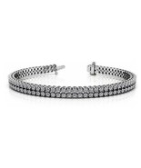 10 Karat Zwei Reihen Künstlicher Diamant Tennis Armband für Damen 14K Ve... - $5,872.40 MXN