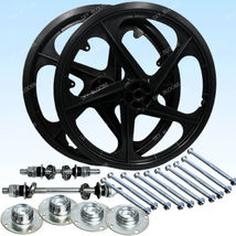 Black BMX Bicycle 20&quot; PVC Sport Rim Complete Wheelset Hub Set DHL EXPRESS - £93.48 GBP