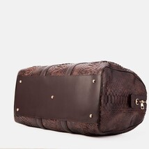 The Velar Brown Hand-Painted Python Leather Weekender Bag image 5