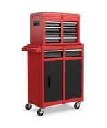 2-in-1 Tool Chest and Cabinet with 5 Sliding Drawers-Black &amp; Red - Color... - $329.44 CAD
