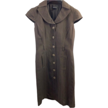 Tahari By Arthur S Levine Womens Shift Dress Brown Collared Cap Sleeve Pockets 2 - £15.17 GBP