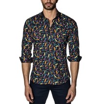 Jared Lang NWT Colorful Novelty Long Sleeve Button Down Shirt Black Size... - £45.05 GBP