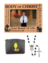 Boy&#39;s First Eucharist Communion Gift Bundle Picture Frame Rosary &amp; Case ... - $19.99