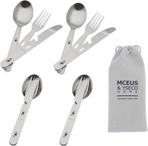 4-In-1 Camping Utensils Hiking Cutlery Set For 4, Portable Stainless Steel - £28.90 GBP