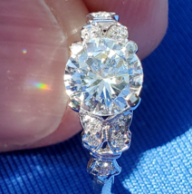 Earth mined Diamond Deco Engagement Ring 1.18 carat Vintage Platinum Solitaire - $284,027.01 MXN