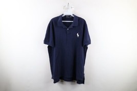 Vintage Ralph Lauren Mens XL Distressed Big Pony Collared Golf Polo Shirt Blue - £30.93 GBP
