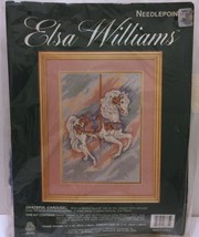 VTG NIP Elsa Williams Needlepoint Graceful Carousel 10&quot; x 14&quot; Horse Past... - $49.49