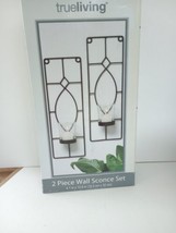 True Living Black Wall Sconce Set 2 Piece Glass Votive Glass Candle Holder - £7.44 GBP