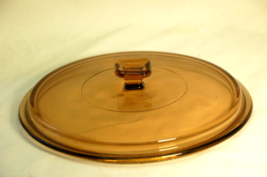 Vision Ware Amber Glass Lid Round Casserole Replacement Top 116 8-3/4&quot; Outside - £14.79 GBP