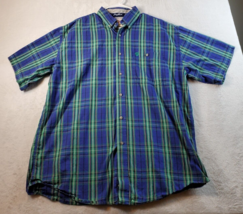 Wrangler Shirt Mens Size XL George Strait Blue Green Plaid Collared Button Down - £12.84 GBP