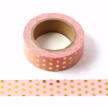 Pink Foil Dots Washi Tape,5/8&quot; X 393 Inches(15Mm*10M) Pink Foil Dots Was... - $12.99