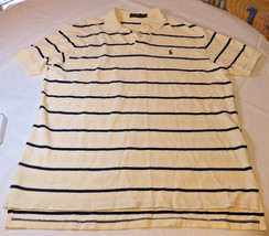 Polo Ralph Lauren cotton Mens short sleeve polo shirt XL off white striped - $25.73