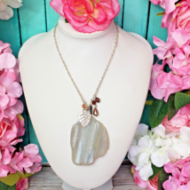 Gray Agate Slice Pendant Chain Necklace Charm Choker  - £13.32 GBP