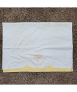 Vintage Pillow Case Cover Yellow Basket Embroidery 26x20 Inch - $14.00
