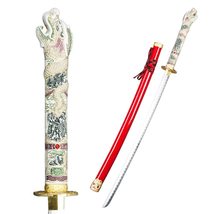Munetoshi Open Mouth Highlander Dragon Samurai Katana Sword with Red Scabbard Go - £28.33 GBP