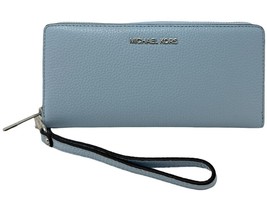 Michael Kors Continental Wallet Wristlet Pale Ocean Blue Leather 35T7STVE7L FS - £70.84 GBP