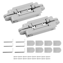 2PCS Hidden Door Hinges - 6 x 2.5 x 1 inch Silver Thin Invisible Hinges for Door - £35.58 GBP