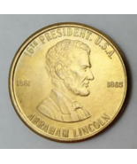 Abraham Lincoln 16th President Honest Abe Brass Coin Medal Token 28mm - £8.53 GBP