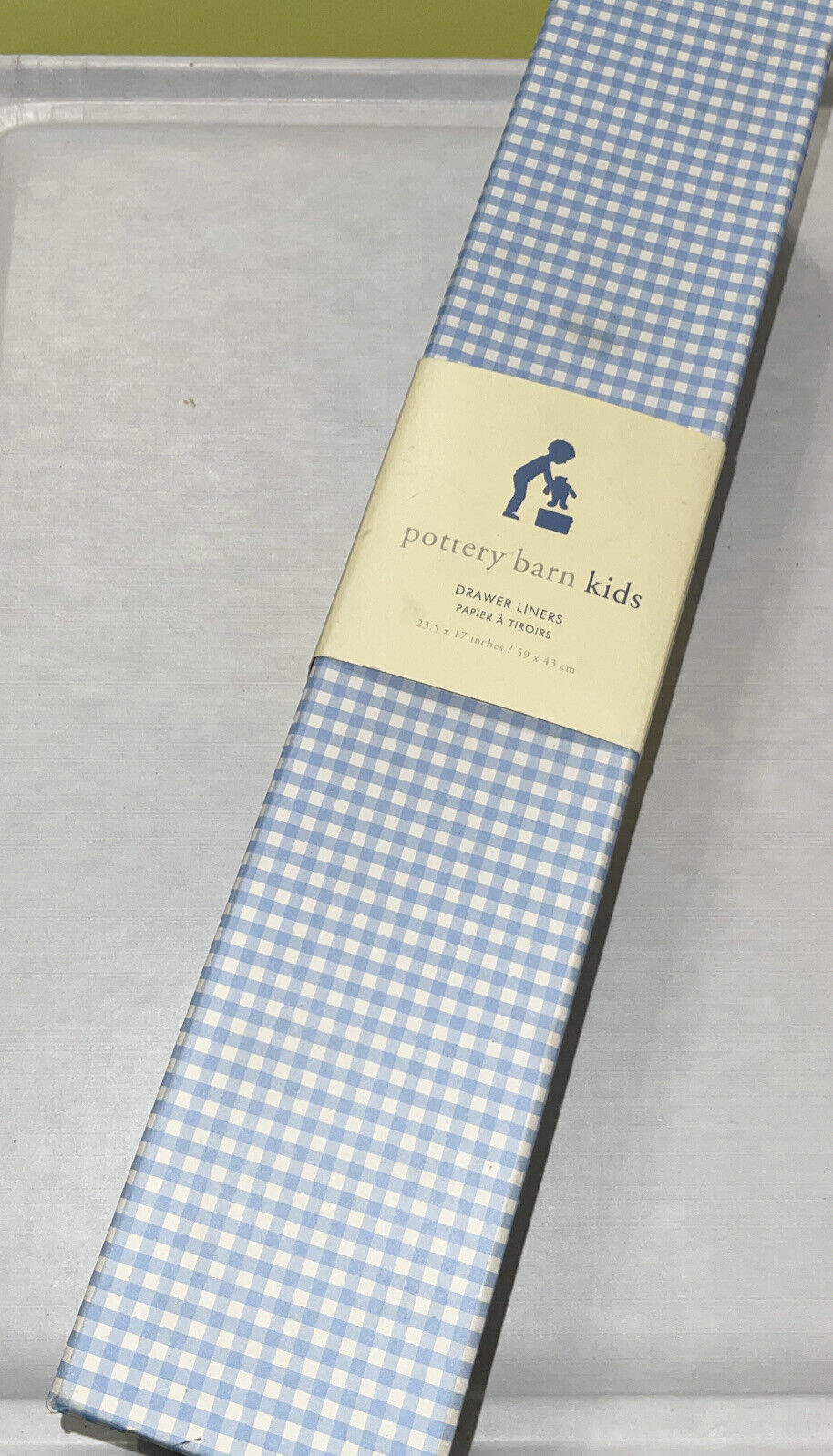 Pottery Barn Kids Drawer Liner Paper 8 Sheets Blue White Checkers Journal Paper - $25.96