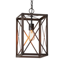 Crossbar Hanging Pendant Industrial Farmhouse Square Metal Light Fixture... - $149.95