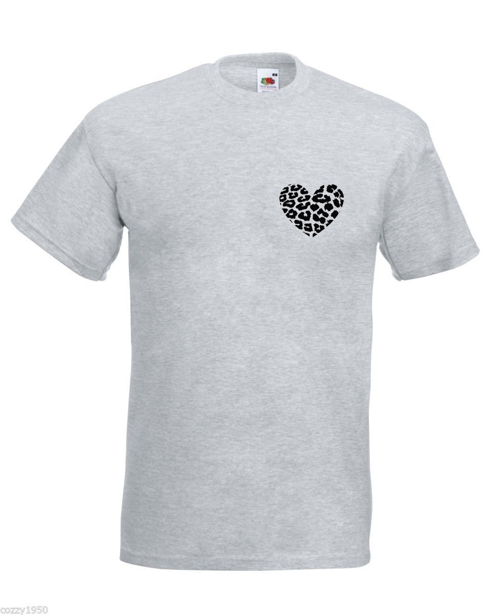 Primary image for Mens T-Shirt Leopard Skin Heart, Animal Shape Shirts, Skin Print Shirt