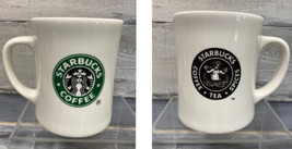 Starbucks Barista 2002 Old &amp; New Logo Mug 1st Store Pike Place Market Seattle WA - £15.78 GBP
