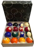 Miniature Mini Billiard Pool Table Ball Set 1.5" Boxed 16 Piece Cue Ball - $24.40