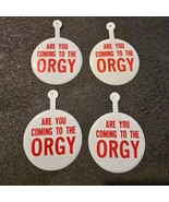 Vintage Are You Coming to the ORGY  Tin Tags Set of 4 Risque Swinger Tab... - $49.45