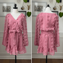 A.Calin Flying Tomato Pink Long Sleeve Pom Pom Mini Dress L - $458.62 MXN