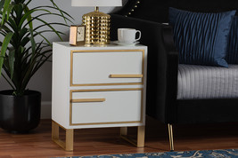 Grayson White and Gold Metal 2-Drawer End Table - $205.00