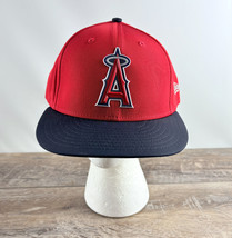 Los Angeles Angels New Era 59Fifty Fitted Baseball Hat Red Blue Size 7 5/8 - £23.70 GBP
