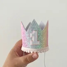 Rainbow Glitter First Birthday Crown for Kids - £15.98 GBP