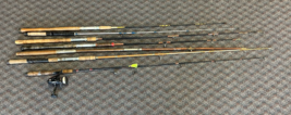 Vintage FISHING ROD LOT reel cork handle pole man cave cabin decor wall ... - $39.99