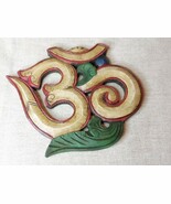 Hindu OM Sanskrit Mantra Vintage Wooden Handpainted Sign - $40.66