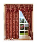 4pc Burgundy Gold Window Set Curtains Panels Drapes Pair Valance 84 in D... - £74.84 GBP