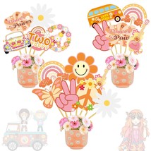 Two Groovy Party Centerpieces Decoration 24Pcs Two Groovy Retro Hippie Theme Par - £12.70 GBP