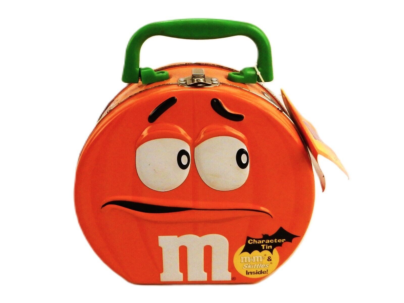 M&amp;Ms Halloween Lunch Box, Orange Plain Character as Jack-O-Lantern, Vint... - $14.65