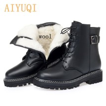 Women Martin Boots Winter Warm Thick Women Snow Boots Genuine Leather Casual Lar - £97.70 GBP