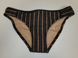 Bar Iii Black Mesh &amp; Tan Bikini Swim Bottoms Size XS NWOT - £9.88 GBP