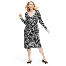NWT DVF for Target Black Midi Sea Spots L/S Wrap Dress XL Diane Von Furstenberg - £83.82 GBP