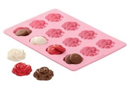 Pink Rose Silicone Stack N Melt Mold 12 Cavity Candy Treat Wilton - £11.07 GBP