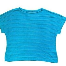 Womens Pullover Sweater Blue Striped Jewel Neck Ribbed Trim Acrylic Plus... - £19.50 GBP