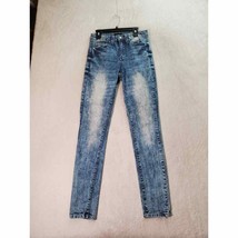 Rampage Jeans Womens Size 3 Blue Denim Cotton Acid Wash Straight Leg Flat Front - £14.11 GBP