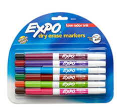 EXPO Low Odor Fine Tip Dry Erase Marker Fine Point Assorted Colors 12 count - £12.70 GBP
