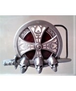 Vintage Belt Buckle Jewelry Collectible PIRATE Skull Iron Cross Celtic - $69.99